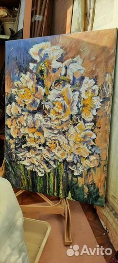 Картина маслом на холсте цветы 