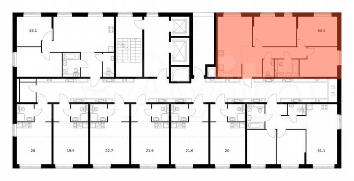 3-к. квартира, 68,5 м², 11/11 эт.
