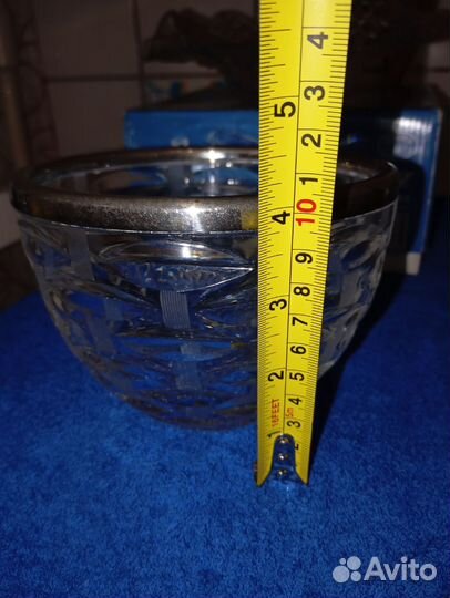 Ваза салатник с железным ободком хрусталь