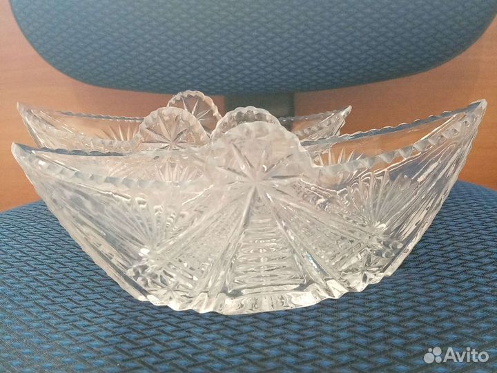 Ваза СССР хрусталь лодочка винтаж