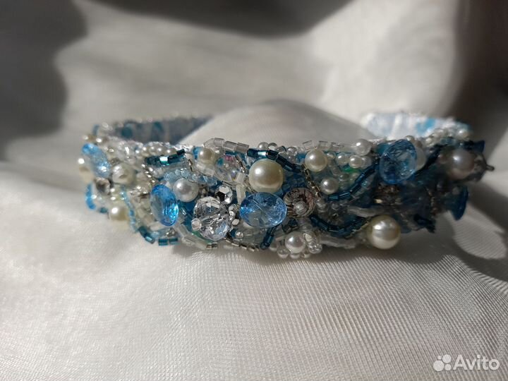 Ободки вышитые бусинами, бисером и стразами