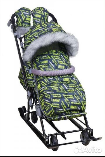 Санки коляска ника 7-8 лимонный спорт
