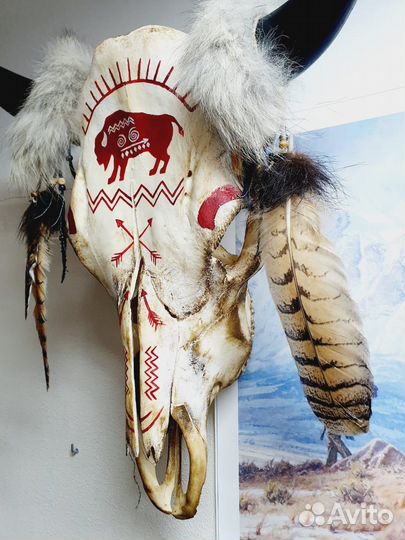 Натуральный череп этнографический HardSkin Бизон