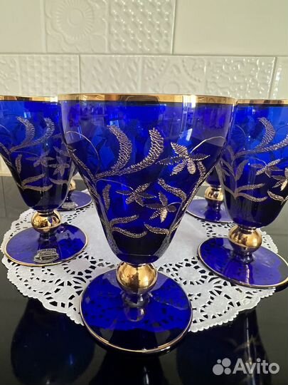 Фужеры кобальтовый стекло Чехословакия