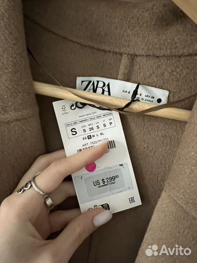 Новое шерстяное пальто Zara S, M