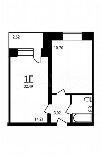 1-к. квартира, 32,5 м², 3/5 эт.