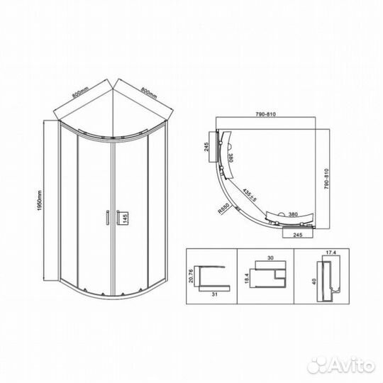 Душевой уголок Vincea City VSQ-5CT 80x80 ст проз