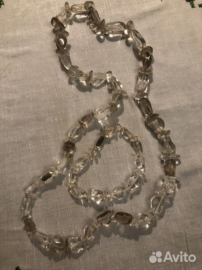 Бусы из натуральных камней кварц малахит СССР