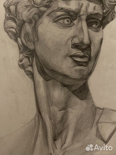 Картина, графика карандашом, Давид