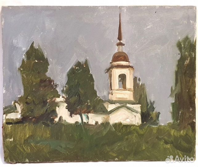Картина «Церковь белокаменная». Холст
