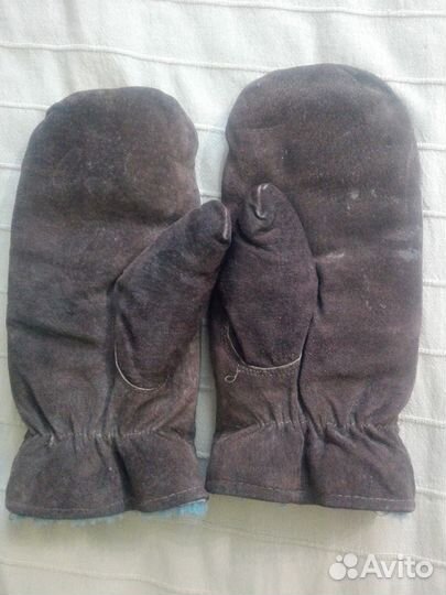 Варежки зимнии из натуральной замши и меха