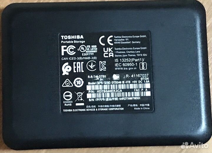 Toshiba 4 тб Внешний жесткий диск (hdtb540EK3CA)