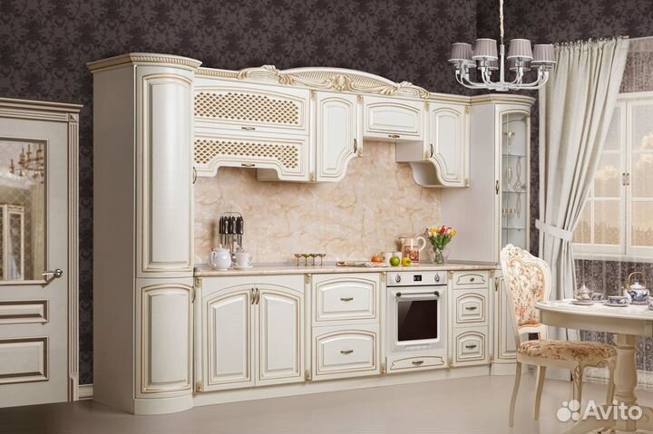 Кухонная мебель «Аманта» серебро/золото /угловые