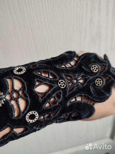 Браслет велюр стимпанк,готик,квест аксессуар