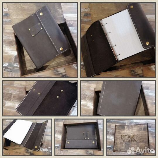Блокнот на кольцах ежедневник из натуральной кожи