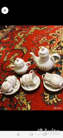 Кофейный фарфоровый сервиз кольцид гдр