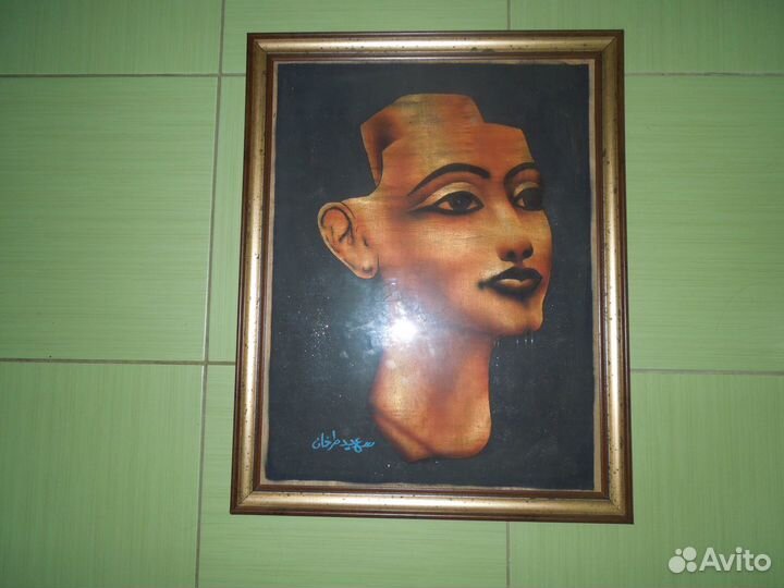 Египетский папирус оформленный в багет, стекло