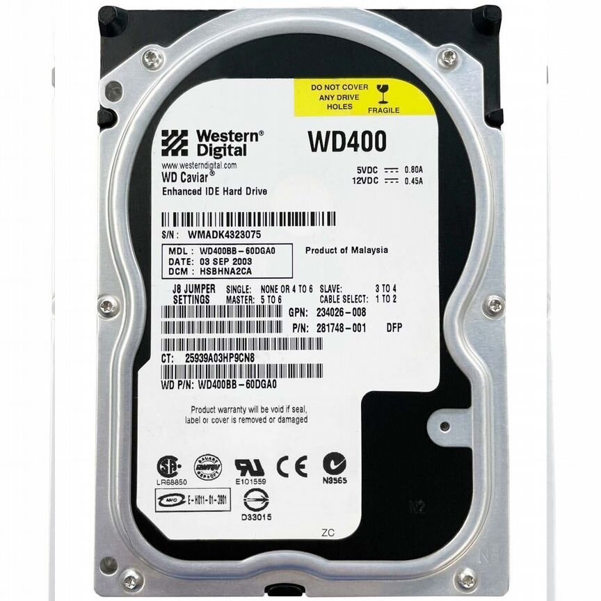 [WD400BB] Жесткий Диск Wd -60dga0 40gb Ide 3,5" Hdd Wd400bb