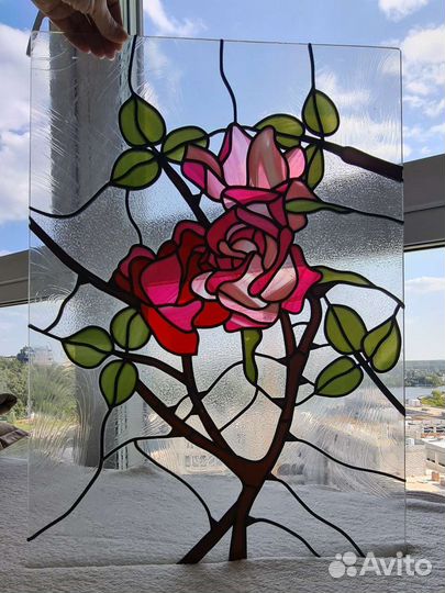 Витражи Тиффани, фьюзинг, плёнка, латуныйпрофиль