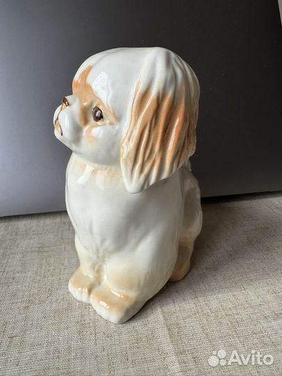 Фарфоровая собачка лфз Пекинес. Статуэтка собаки