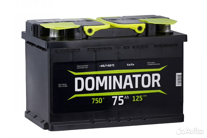 Аккумулятор автомобильный Dominator 6ст-75 VLR