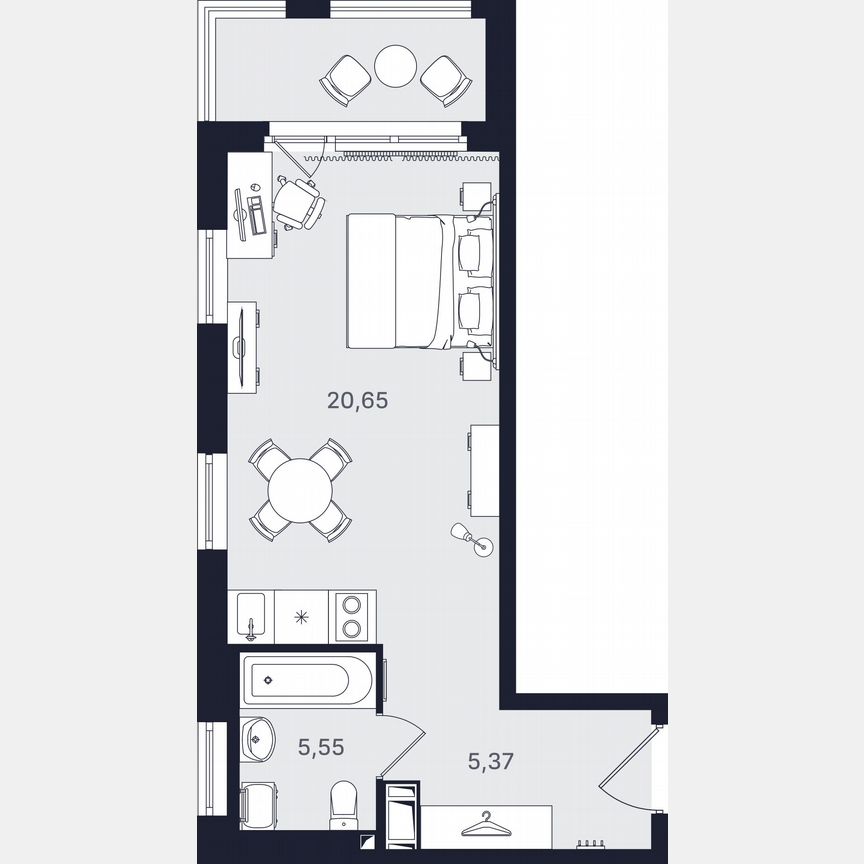Апартаменты-студия, 31,6 м², 5/24 эт.