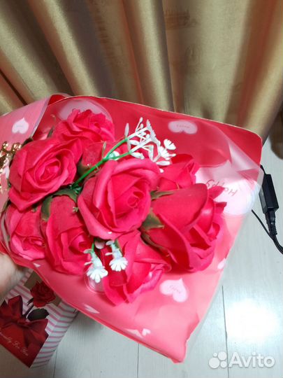Букет из 9 мыльных роз в наличии