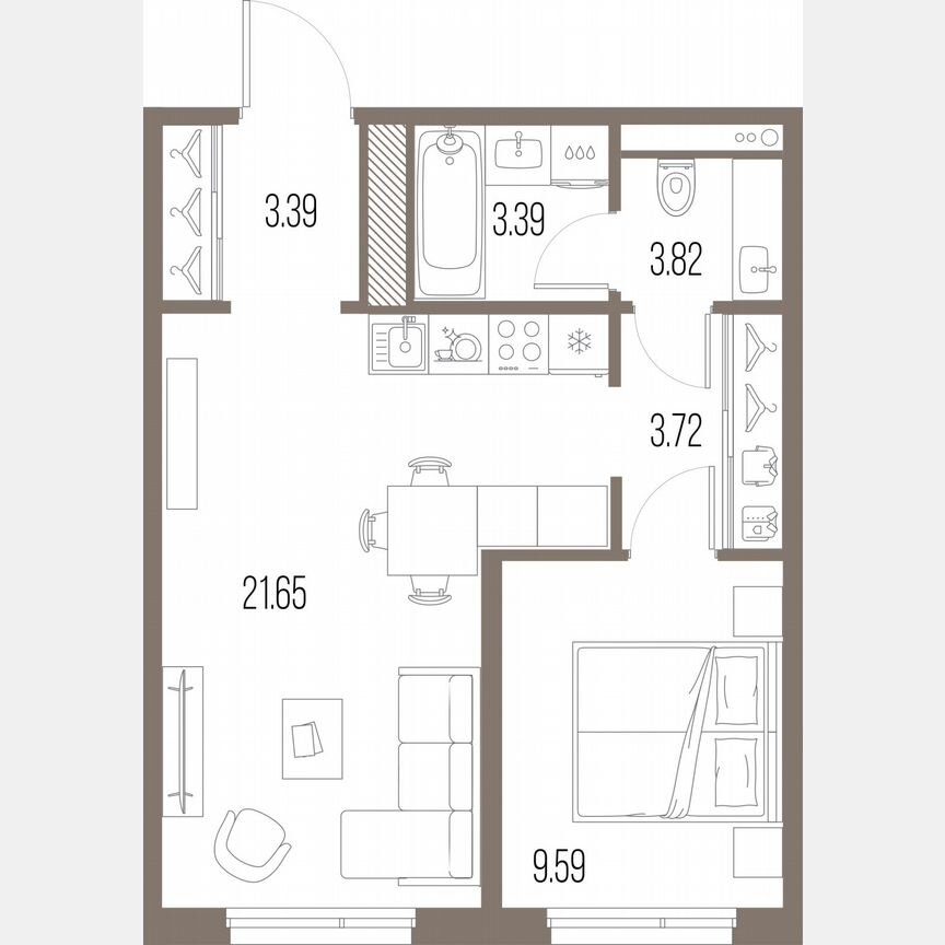 1-к. квартира, 44,6 м², 7/10 эт.