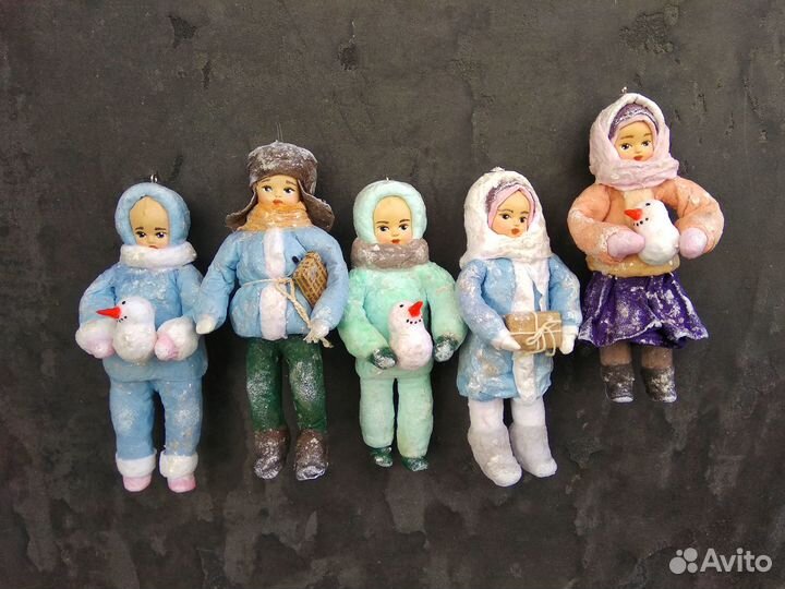 Ватные ёлочные игрушки СССР реплика