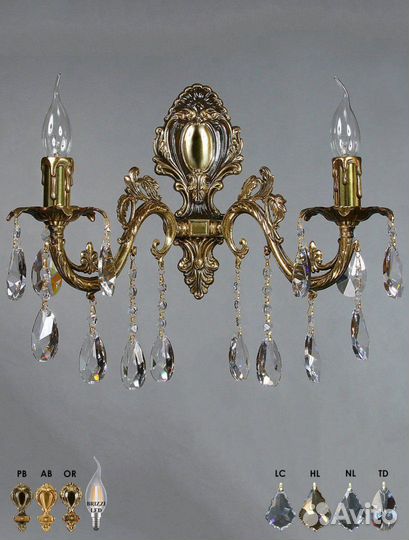 Ambiente 2118/2 PB Leaf crystal настенный светильн