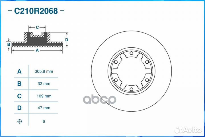 Тормозной диск передний C210R2068 C210R2068 cworks