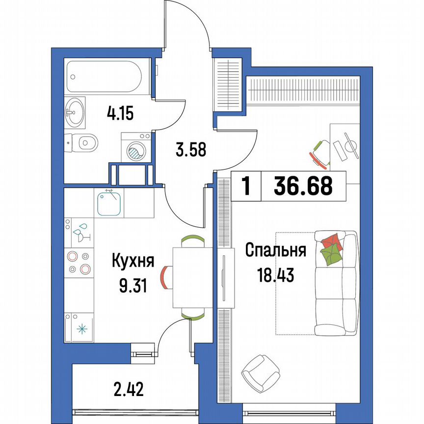 1-к. квартира, 36,7 м², 16/16 эт.