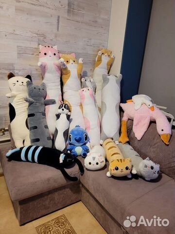 Мягкая игрушка Хаски, коты Батончики, гуси