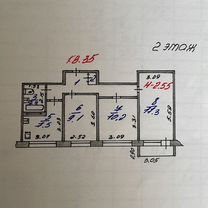 3-к. квартира, 57 м², 2/5 эт.