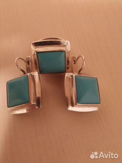 Комплект серебряный,бирюза проба 925