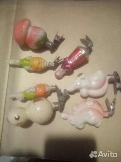 Елочные игрушки СССР на прищепке 7 штук