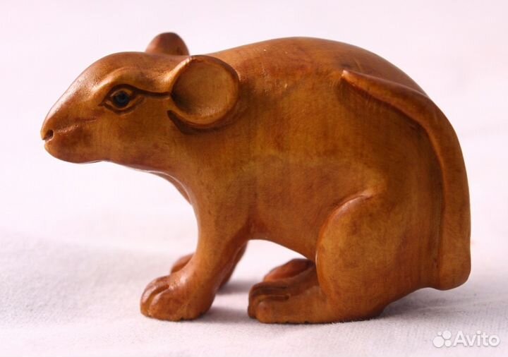 Статуэтка Мышь - Нэцкэ из Дерева Самшит ru*225