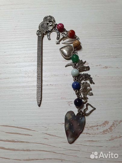 Закладка/ляссе для книг натур.камни.ручная работа