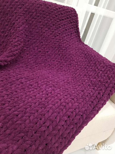 Плед из плюшевой пряжи