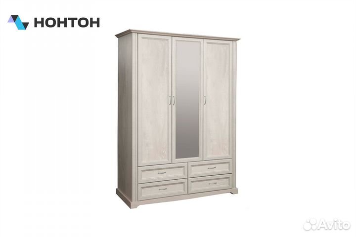 Шкаф трехстворчатый Сохо 32.02 бетон пайн белый