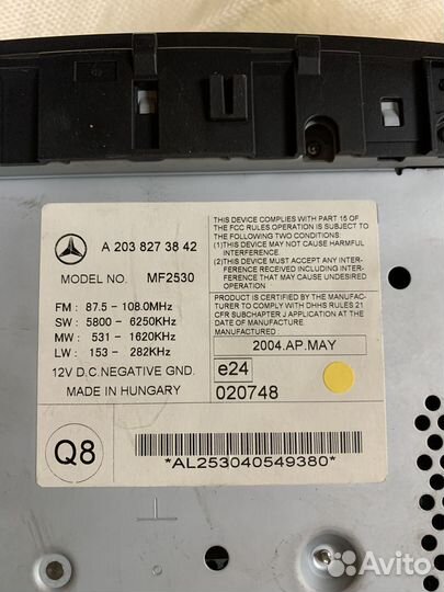 Магнитола mercedes w203