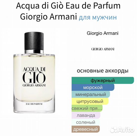 Acqua di Gio Eau de Parfum распив оригинал