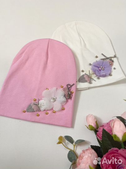 Новая трикотажная шапка для девочки 4-6 лет