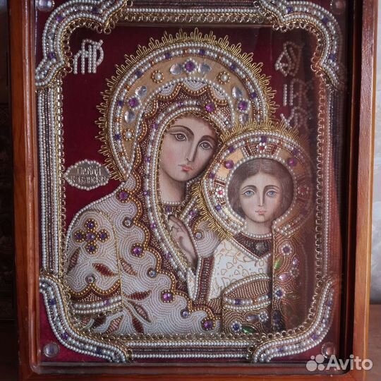 Икона Казанская расшитая мастерицей из Софрино