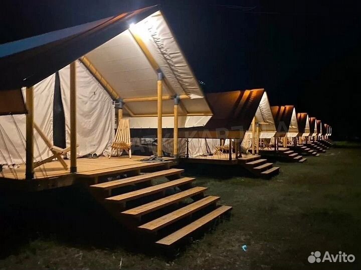 Шатры для глэмпинга, сафари тент, палатки