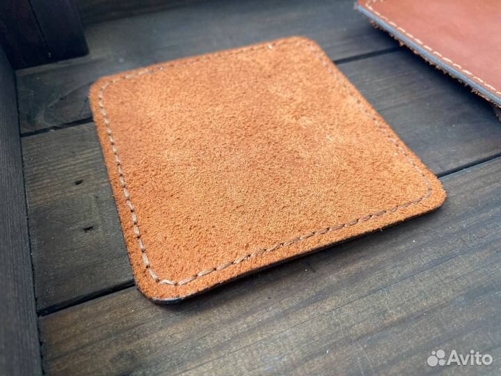 Подставки под бокалы из коричневой юфти (4 шт)