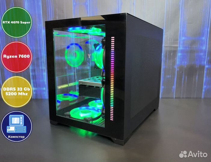 Мощный компьютер AMD7600-RTX4070SUP-32DDR5-KBF-A620