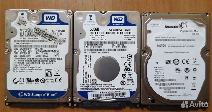 Три неисправных Жестких диска для ноутбука