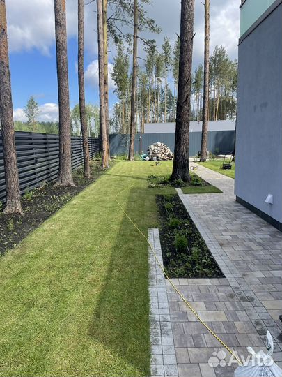 Покос травы триммером