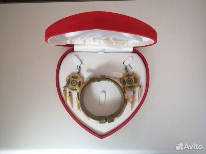 Индийский набор серьги браслет винтаж